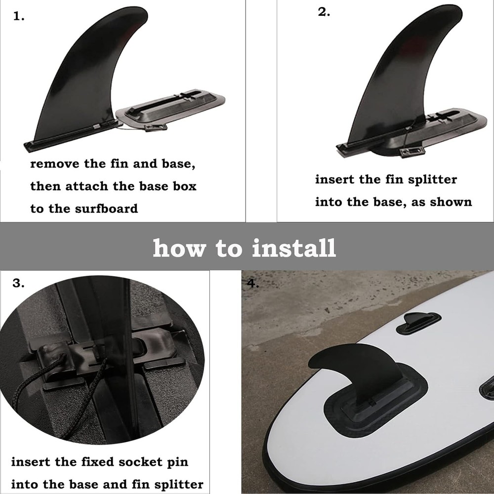 Surf Board Fin 9" Inflatable Paddleboard Replacement for Large, black
