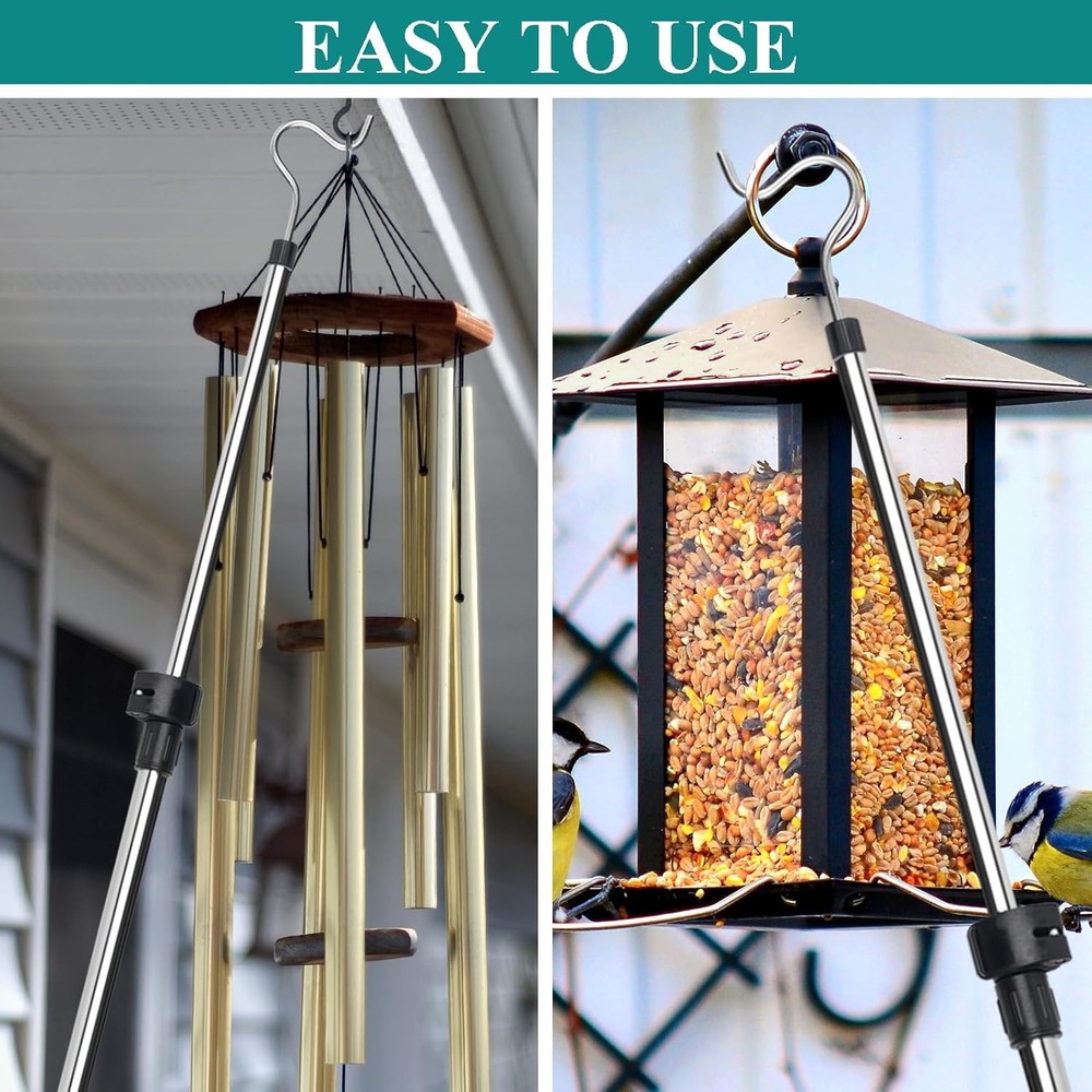 Clothes Hanger Reaching Hook Telescopic Adjustment clothes hook pole Light & can