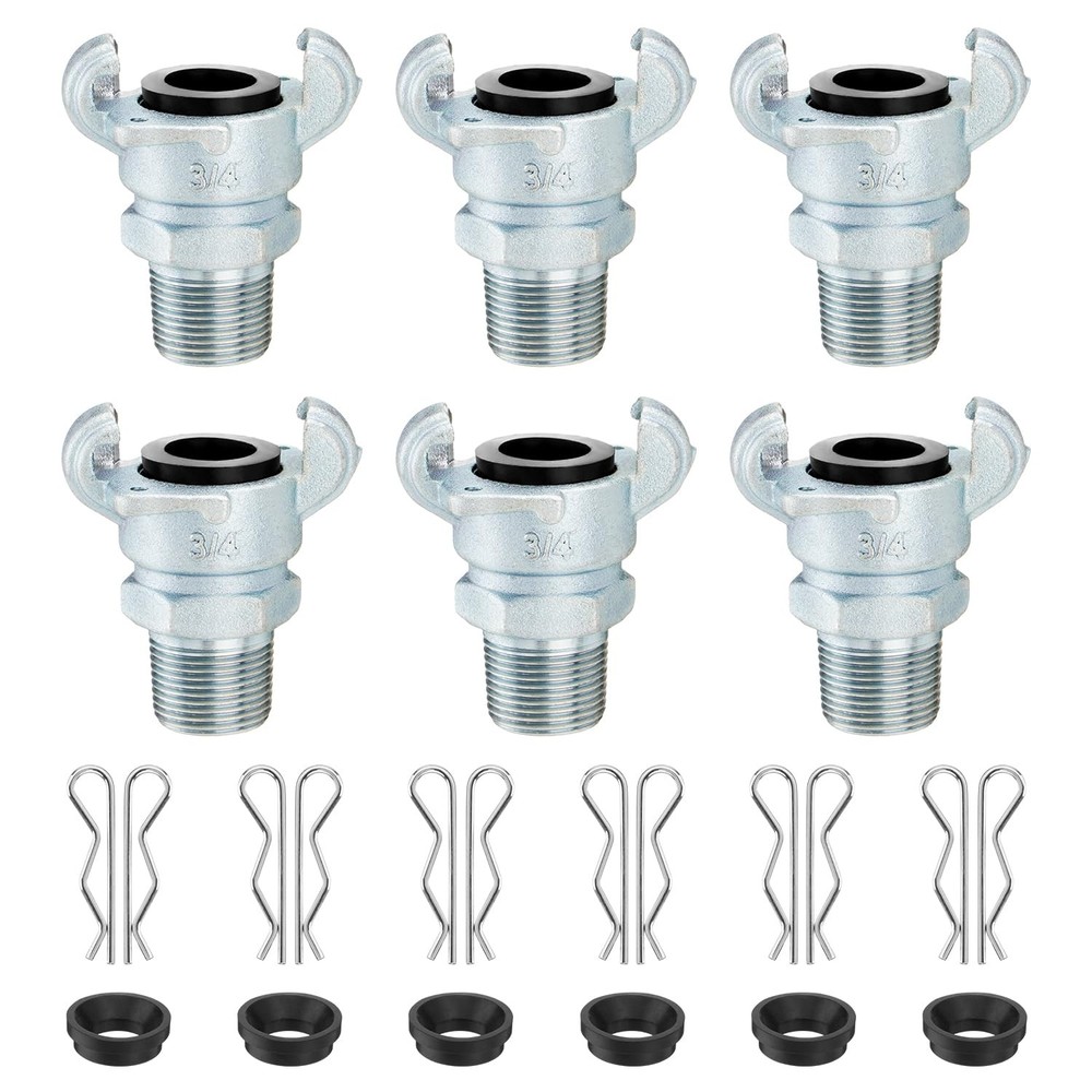 6PCS 3/4'' NPT Iron Air Hose Fitting, Universal Coupling Chicago Fitting 3/4''