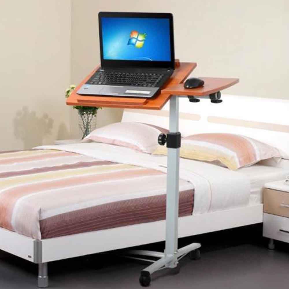 Portable Height Adjustable Computer Mobile Rolling Desk Laptop Table Bed Stand