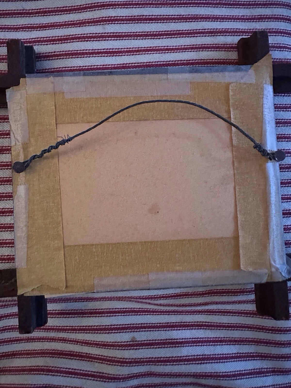 Antique American Folk Art School Girl Sketched Drawing Adirondack Frame