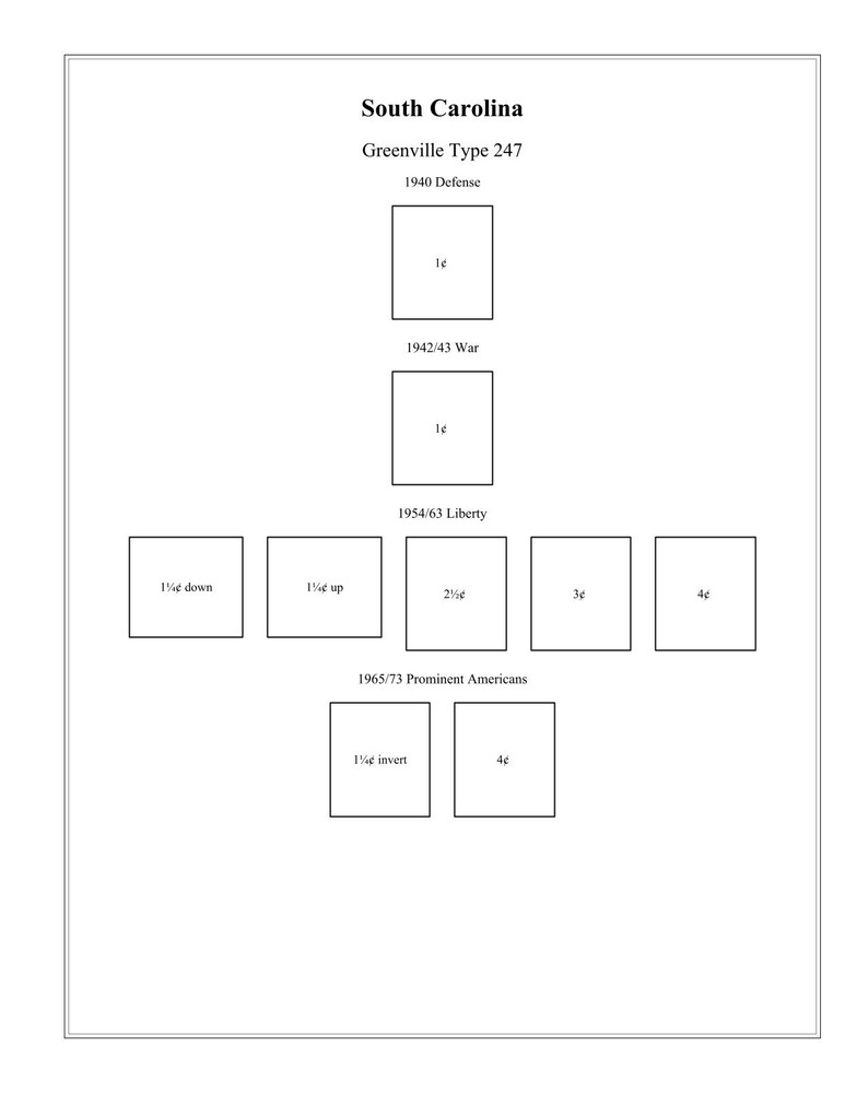 South Carolina DLE Precancel Double Line Electro 2 Pages in Sheet Protectors