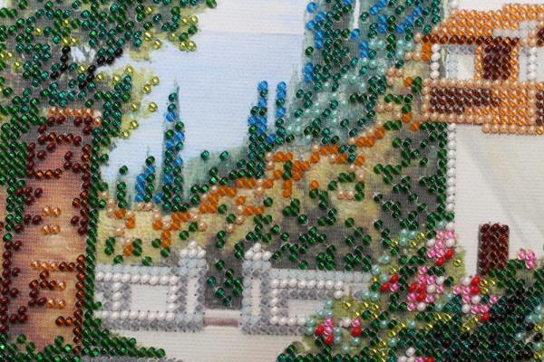 Bead embroidery kit Seaside Lane needlework kit Art canvas beadwork pattern