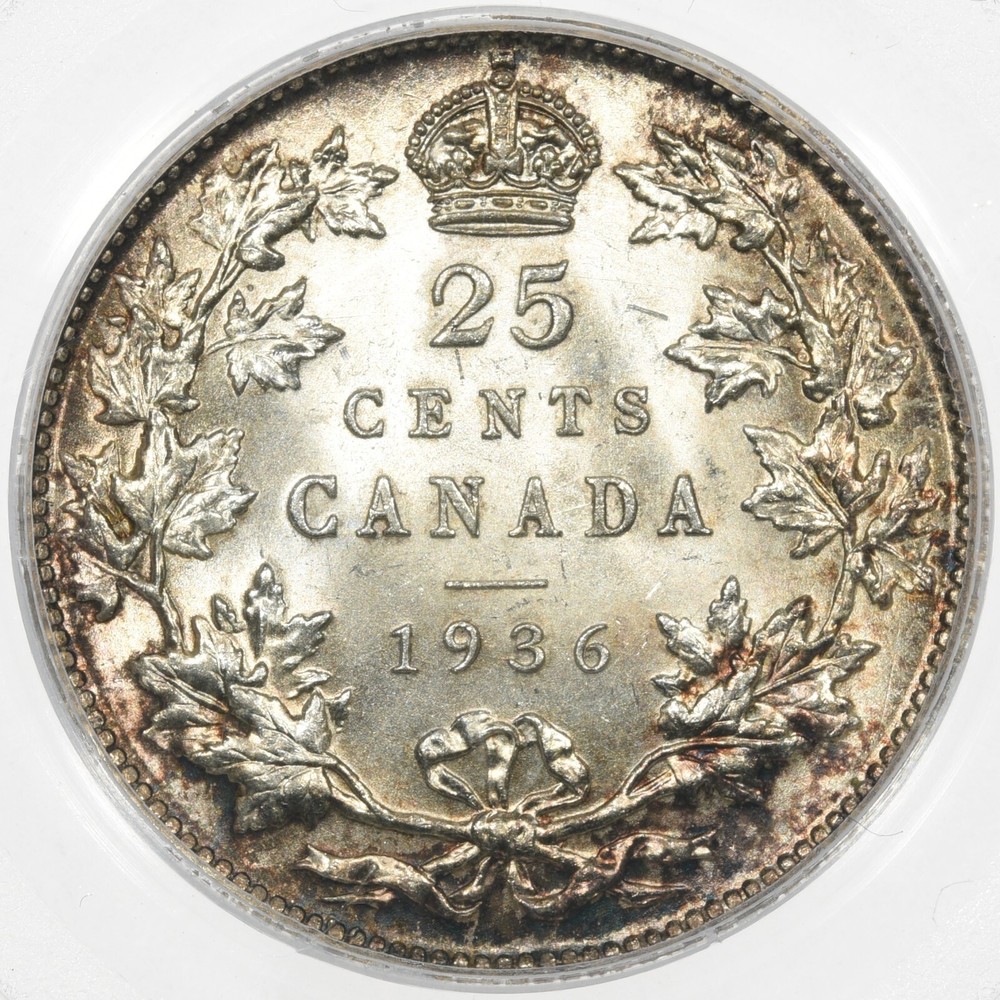 1936 25C Canada Quarter PCGS MS64 OGH