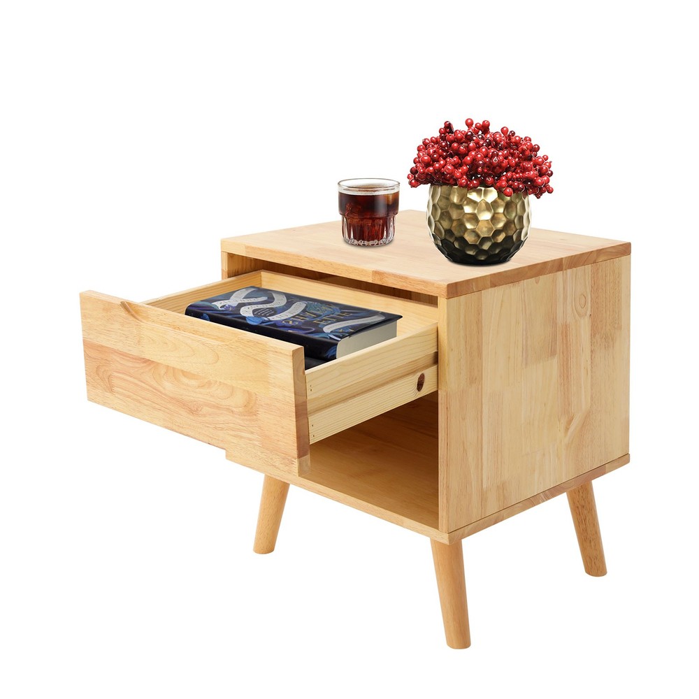 Modern Rectangular Sofa Side Table Bedside Table With Drawer Wood Color NEW/US