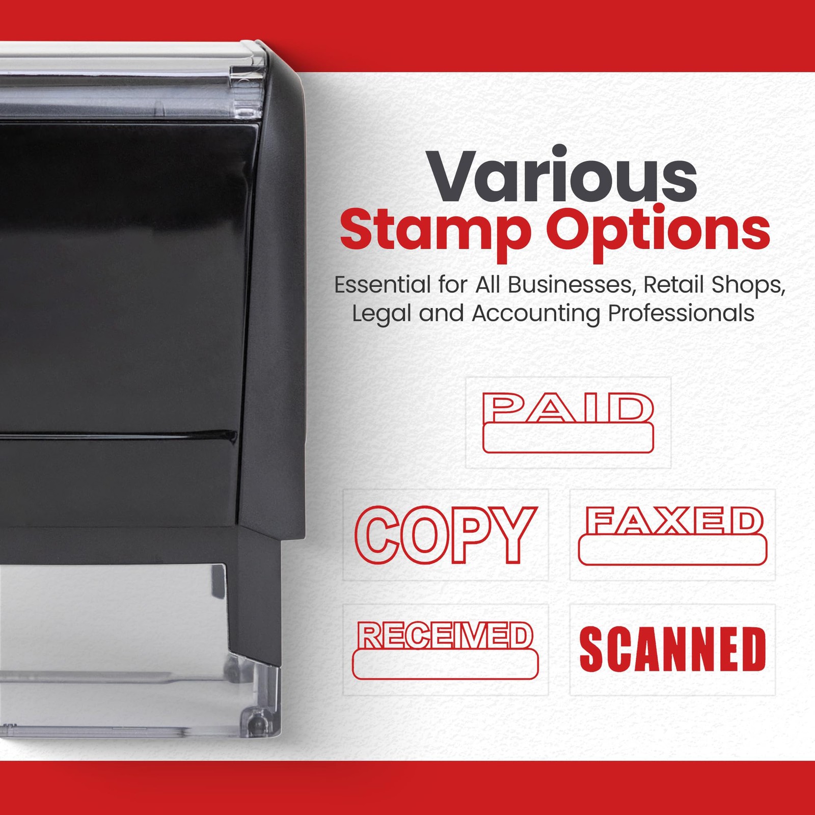 Accounting Paid Rubber Stamp, Self Inking Work Office Stamper, Black