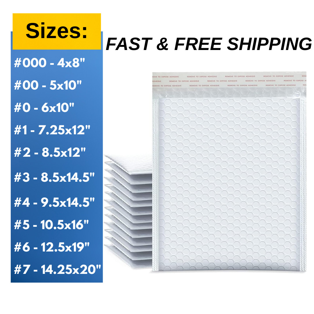 All Sizes 1-500 Poly Bubble Mailers Padded Envelopes Shipping Mailing Bags
