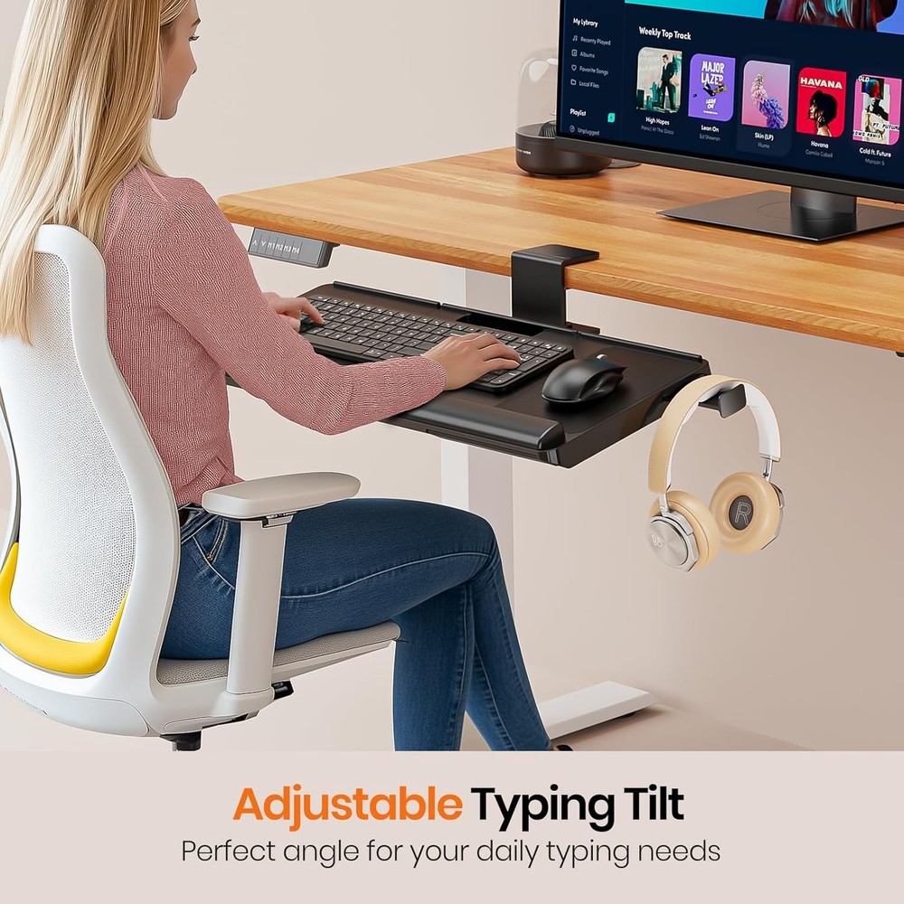 Klearlook Keyboard Tray Under Desk with 360 Rotation Ergonomic Computer