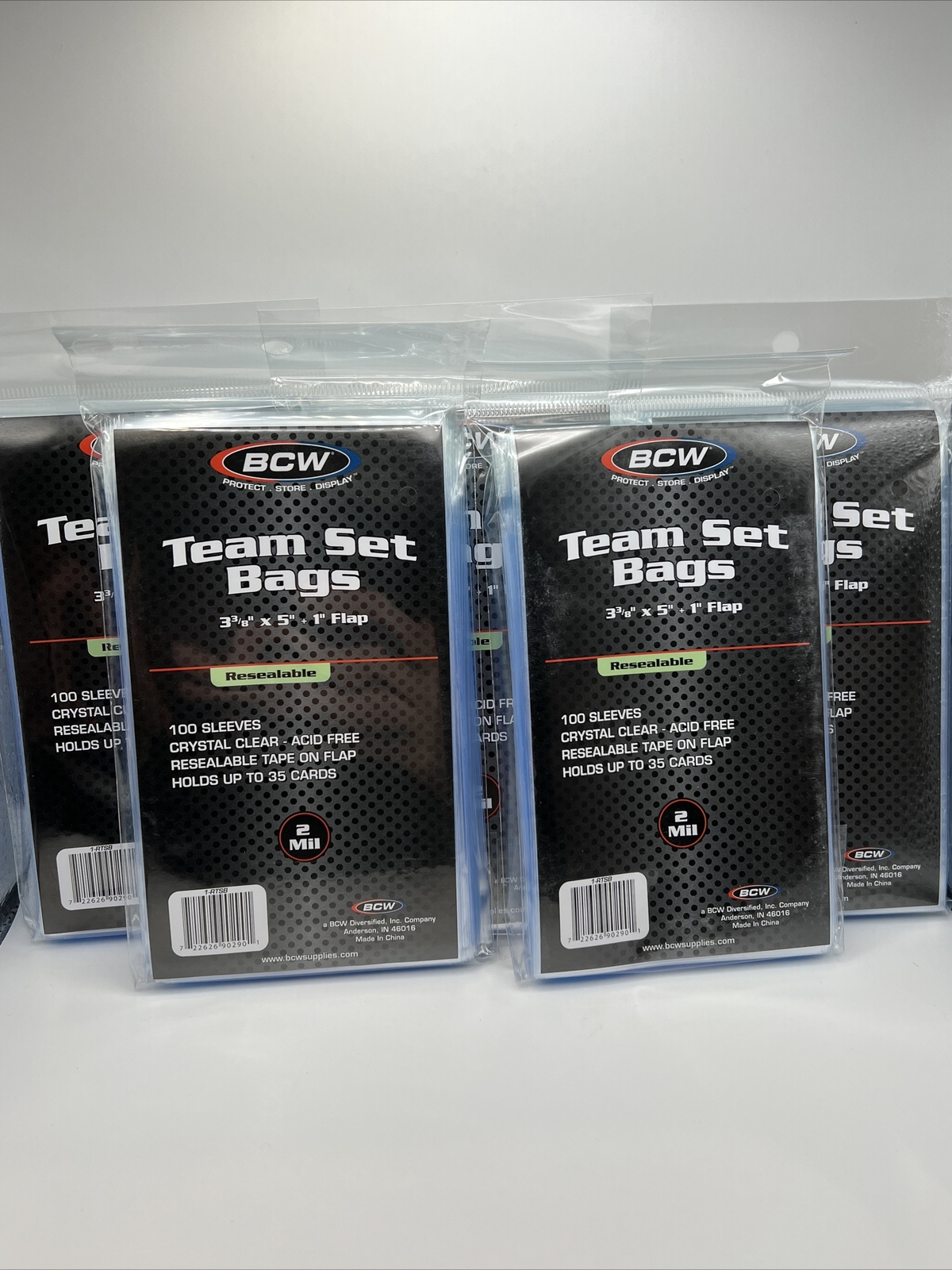 BCW Resealable Team Set Bags 5 Packs of 100 Sleeves Holds Up to 35 Cards