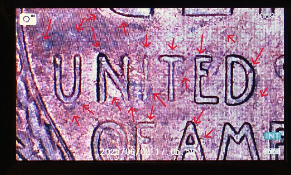 1949 D Penny Error Red Mint State Multi Error Double Die, Cracks Collar Filled D