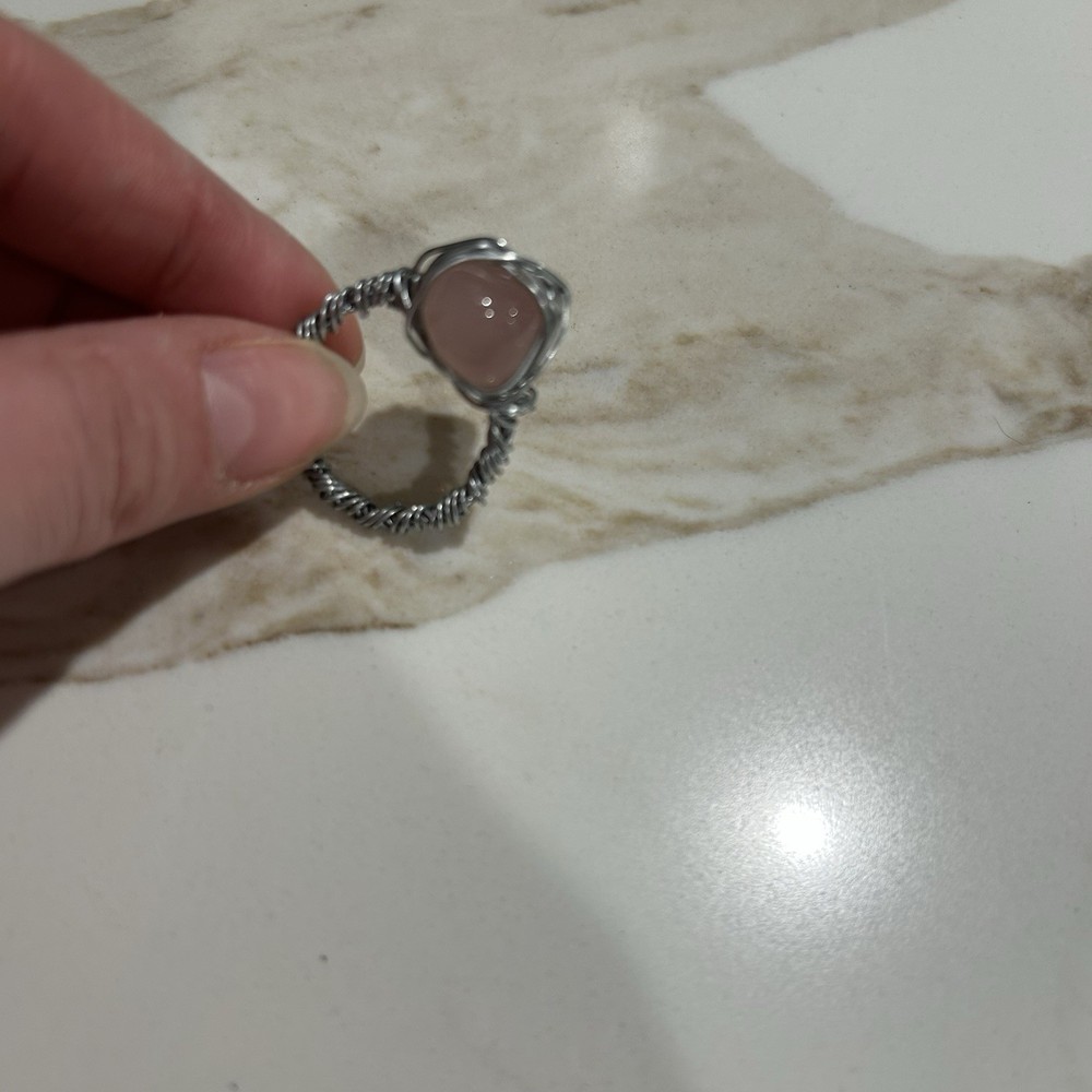 Wire Wrapped Ring With Pink Stone