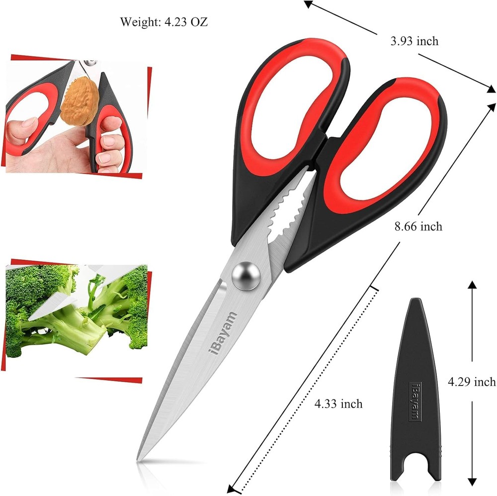 3Pack 8.5"Kitchen Scissors All Purpose Heavy Duty with Protective Sheath, Sof...