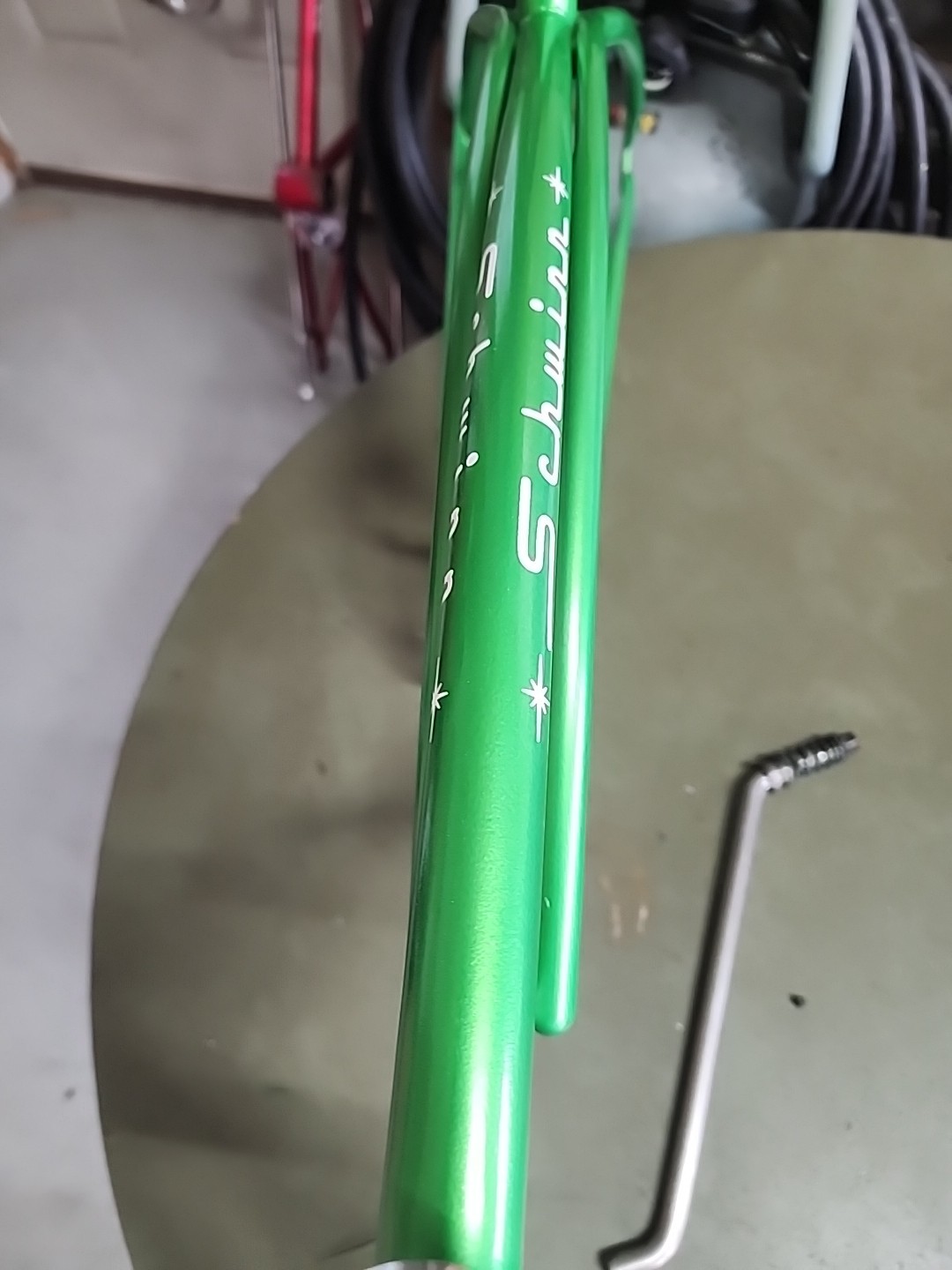 1966 SCHWINN STINGRAY LIME GREEN FRAME FORK + CHAINGUARD NICE SHAPE REPAINT L$$K