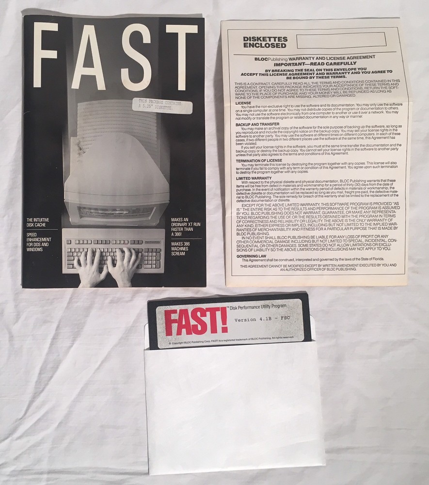 FAST Vintage DOS Utility Software 5.25" Disk & Manual Bloc Publishing