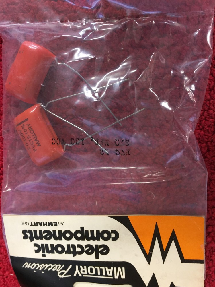 2.0MF 100VDC MALLORY POLY CAPACITORS PVC12  2 PCS