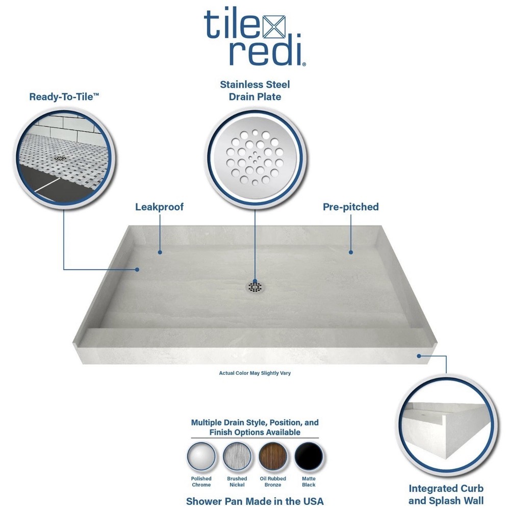 Tile Redi P3648CDL-PVC Redi Base 36" x 48" Rectangular Shower