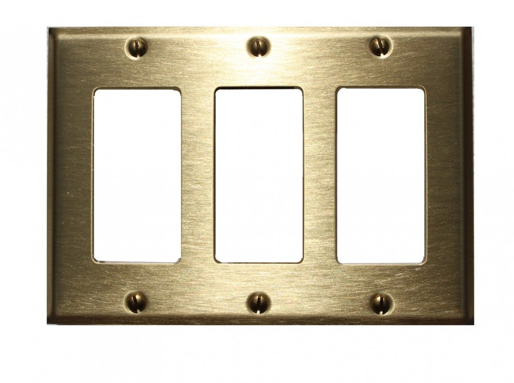 Switchplate Brushed Solid Brass Triple GFI | Renovator's Supply