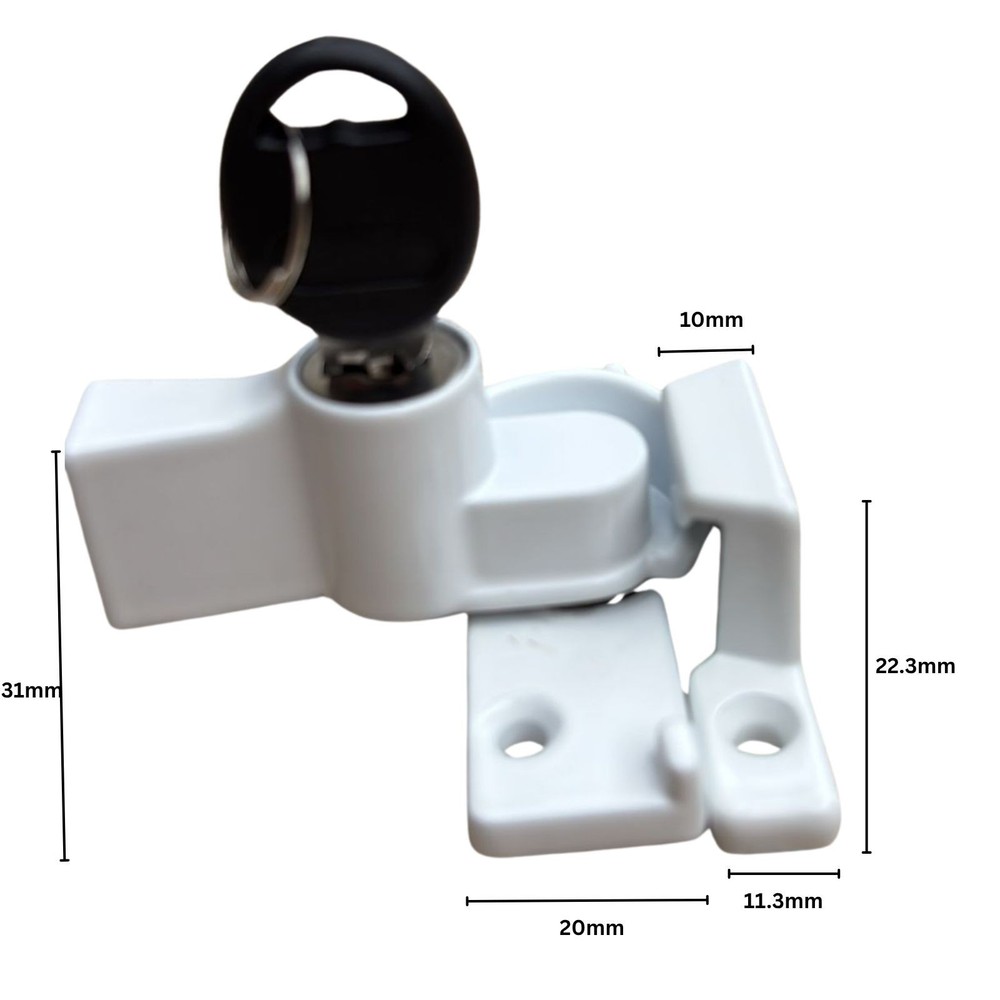 TradeBase Window White Sash Double Hung Lock Lockable Keyed Alike Wide Base