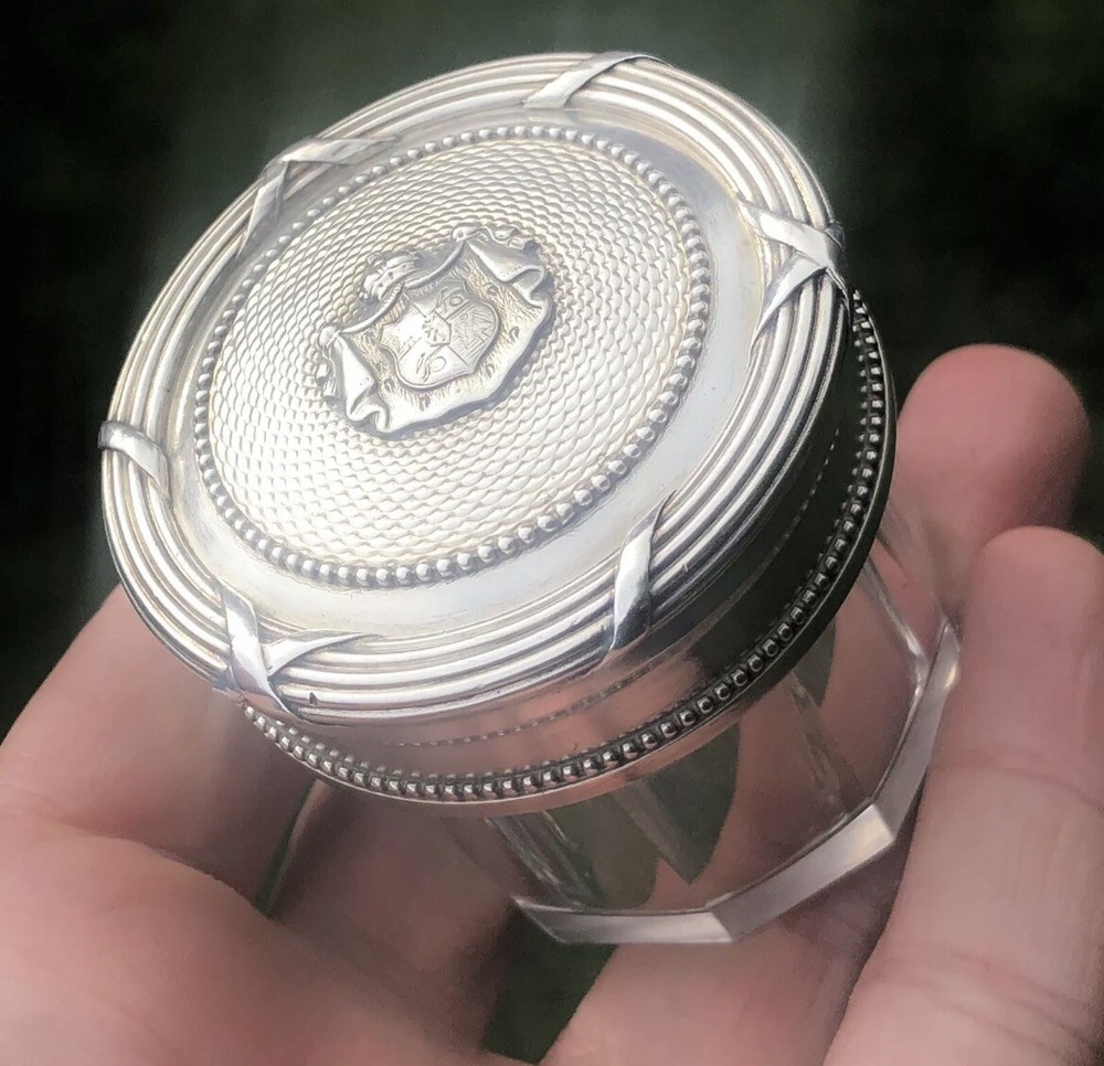 Faberge Imperial Silver Gilt Circular Vanity Box