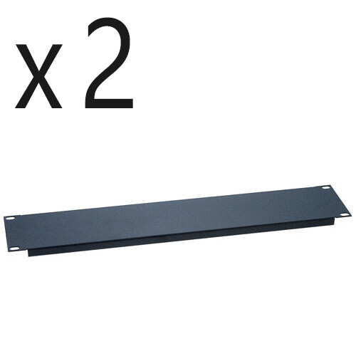 2 Pack Lot, One Space 1U 19" Blank Network Rack Mount Server Panel Filler Spacer