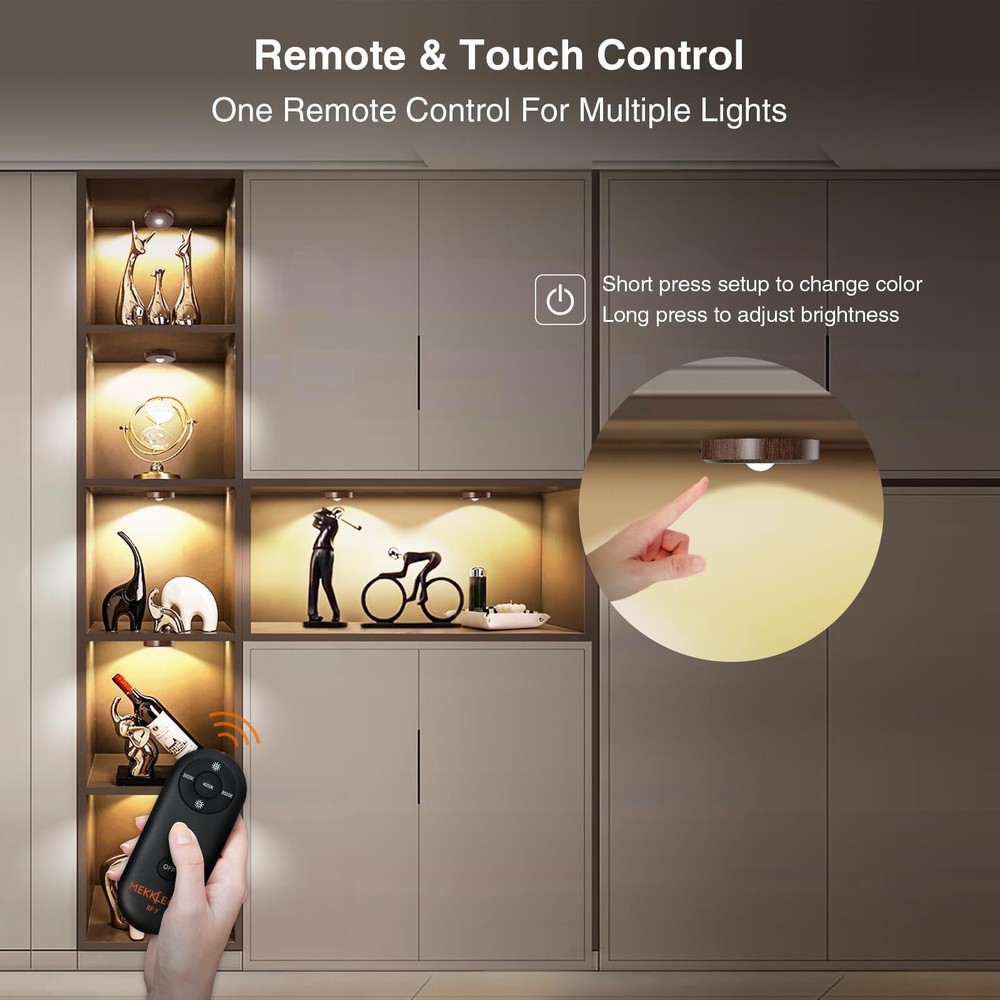 Puck Lights with Remote Control Rechargeable,Wireless Under Cabinet Lighting,...