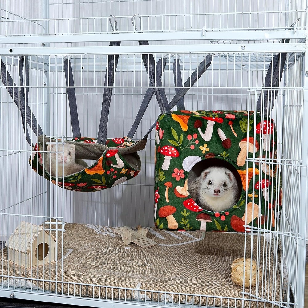 Luxurious 4-Pack Ferret Hammocks - Soft, Adjustable & Washable for Small Pets