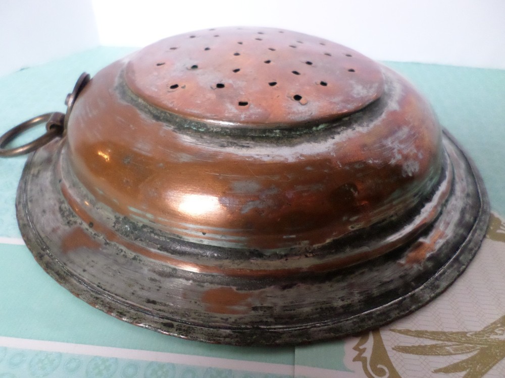 Set of 3 Strainers Colander Copper Wall Hanging with Loop Very Rustic