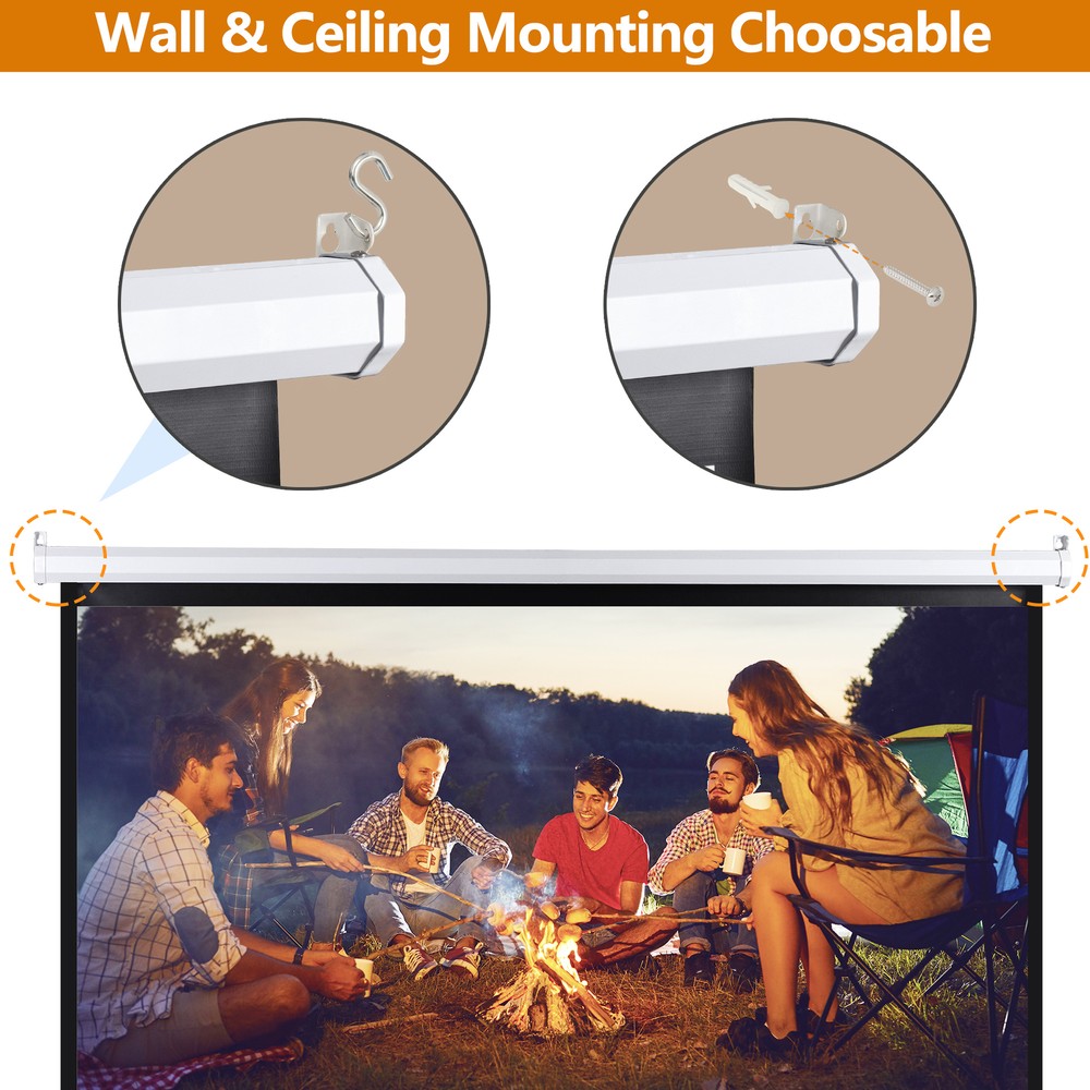 72 Inch Manual Pull Down Projector Screen 4:3 HD Retractable Widescreen Matte