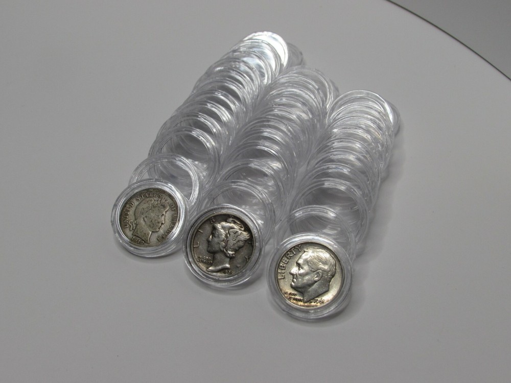 25 Dime sized Plastic Coin Capsules - 18mm coin holders