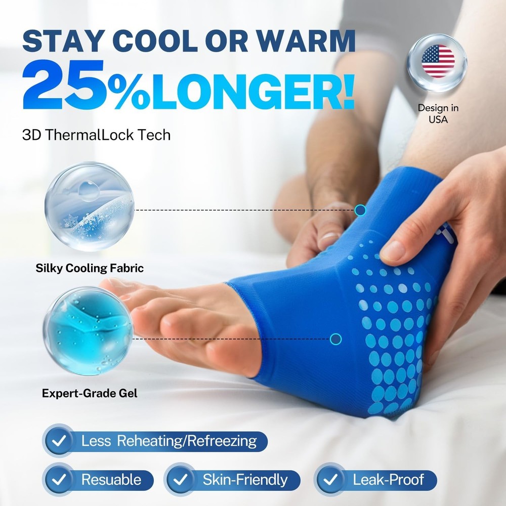 Ankle Ice Pack Wrap for Swelling with Thickened Cold Compression and Cooling ...
