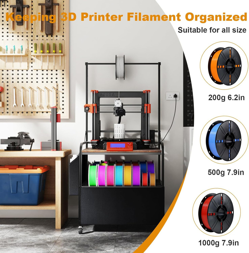 3D Printer Stand with Filaments Storage, 3D Printer Table with Storage, Heavy Du