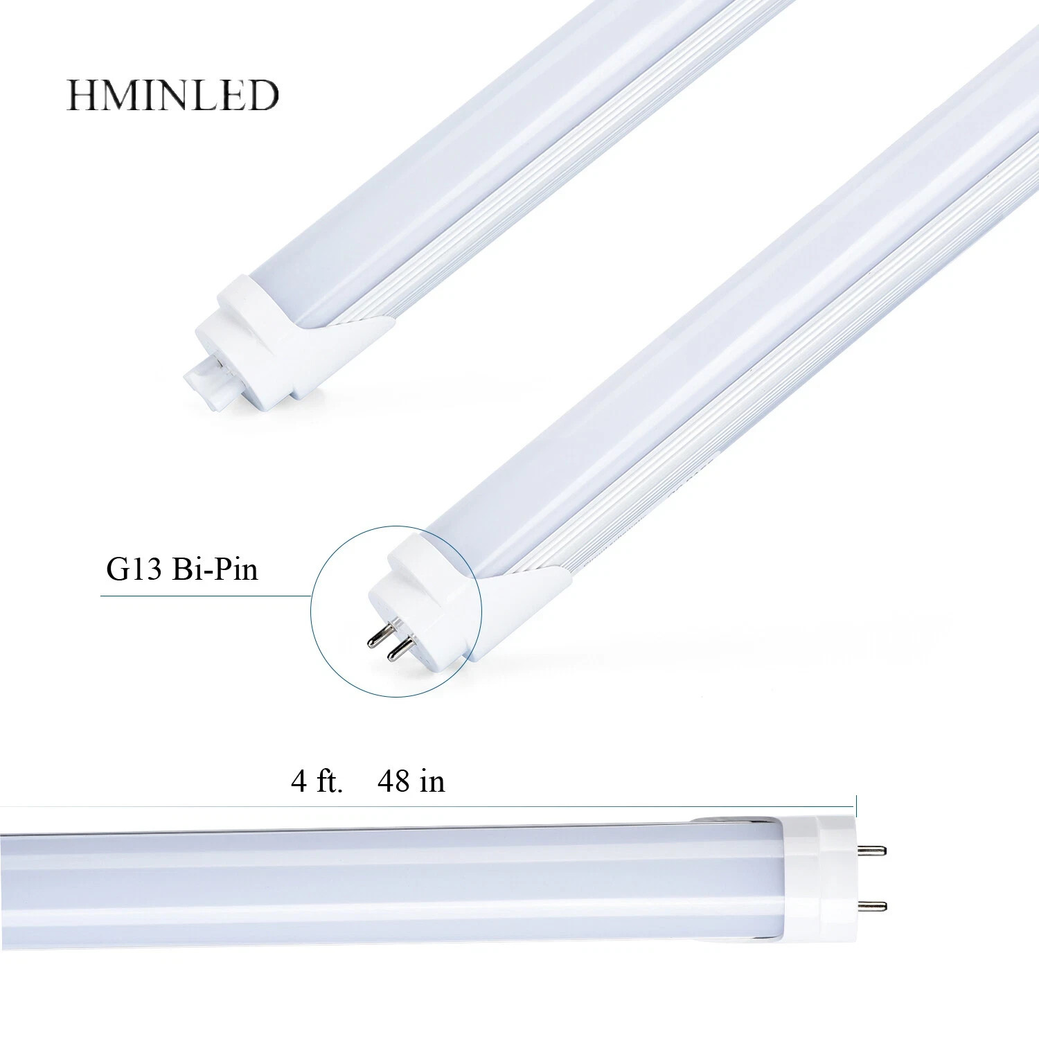 5 /100 Pack T8 48 Inch SHATTERPROOF LED Tube Light Bulbs 18W 4000k Frosted A+B