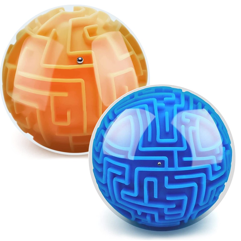 2 Pack 3D Maze Puzzle Ball - Brain Teaser Game, Gravity Memory Cube - Educati...