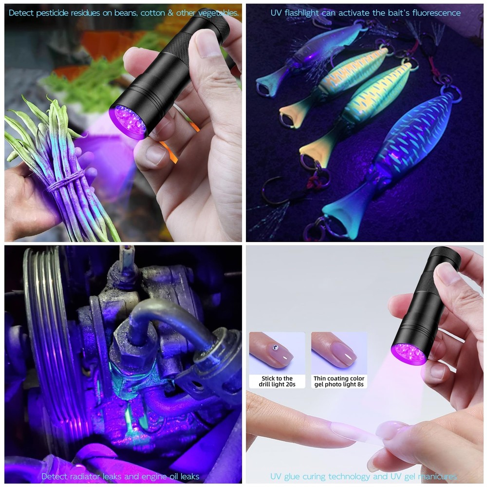 UV Flashlight Black Light–Small Portable Mini 12 LED Blacklight 1 pack,