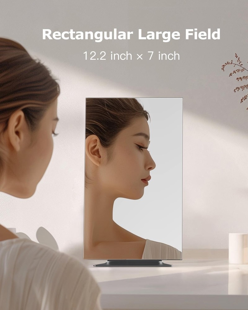 Rectangular -Standing Makeup Mirror, Frameless 1X Vanity Mirror with Adjustab...