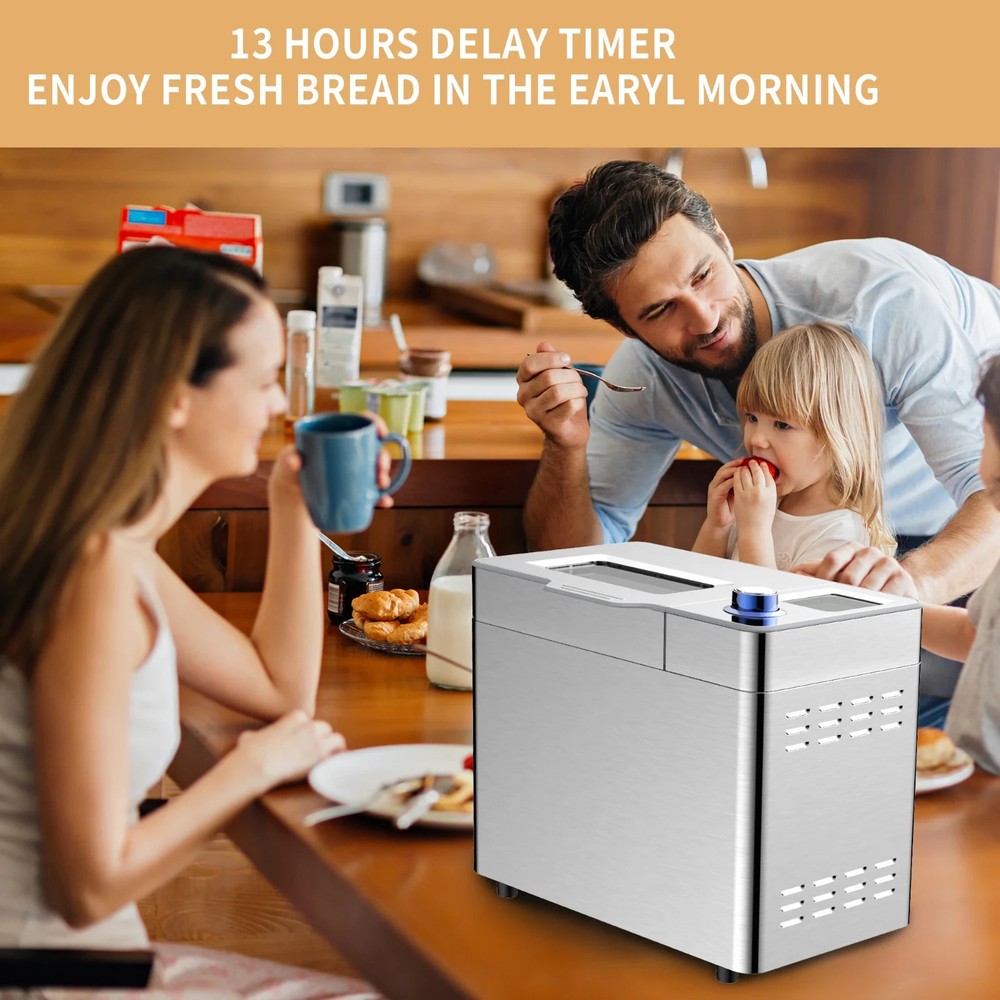 25 in 1 Bread Maker Machine, 2LB Bread Maker with Auto Fruit and Nut Dispenser