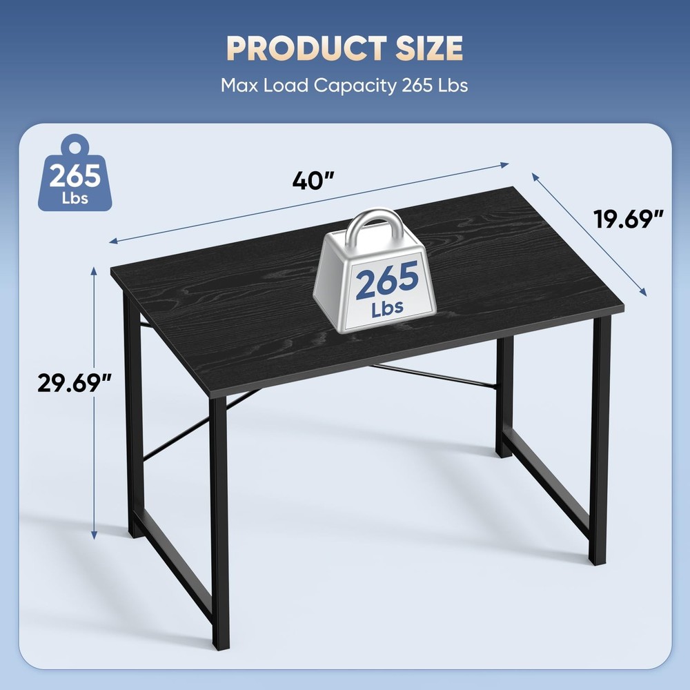 40 Inch Office Small Computer Desk Modern Simple Style Writing Study Work Tab...
