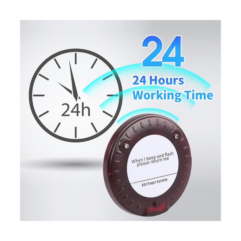 AGJ Restaurant Pager System Wireless 20 Coaster Beeper Guest Customer Queue B...