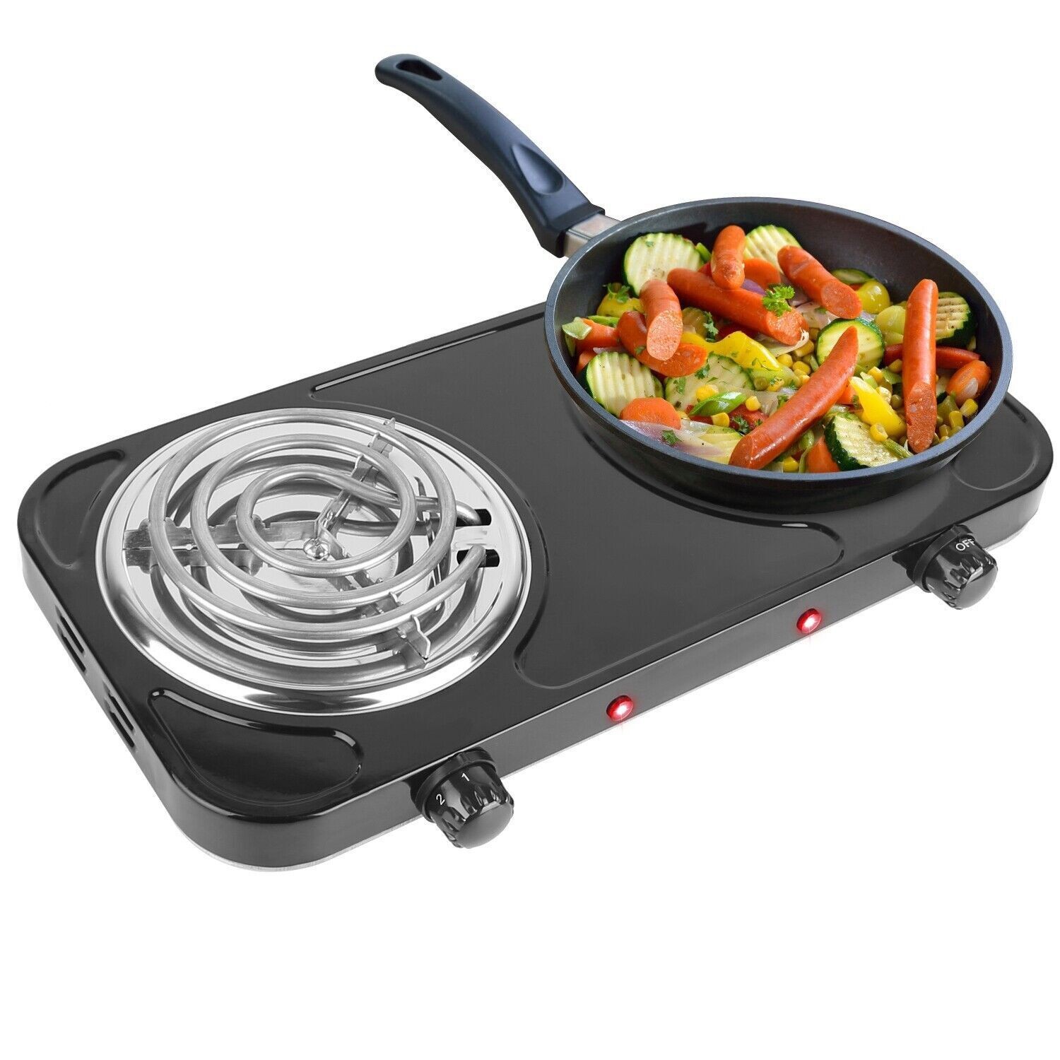 2000W Portable Kitchen Electric Double Burner Hot Plate Cooktop Cooking Stove