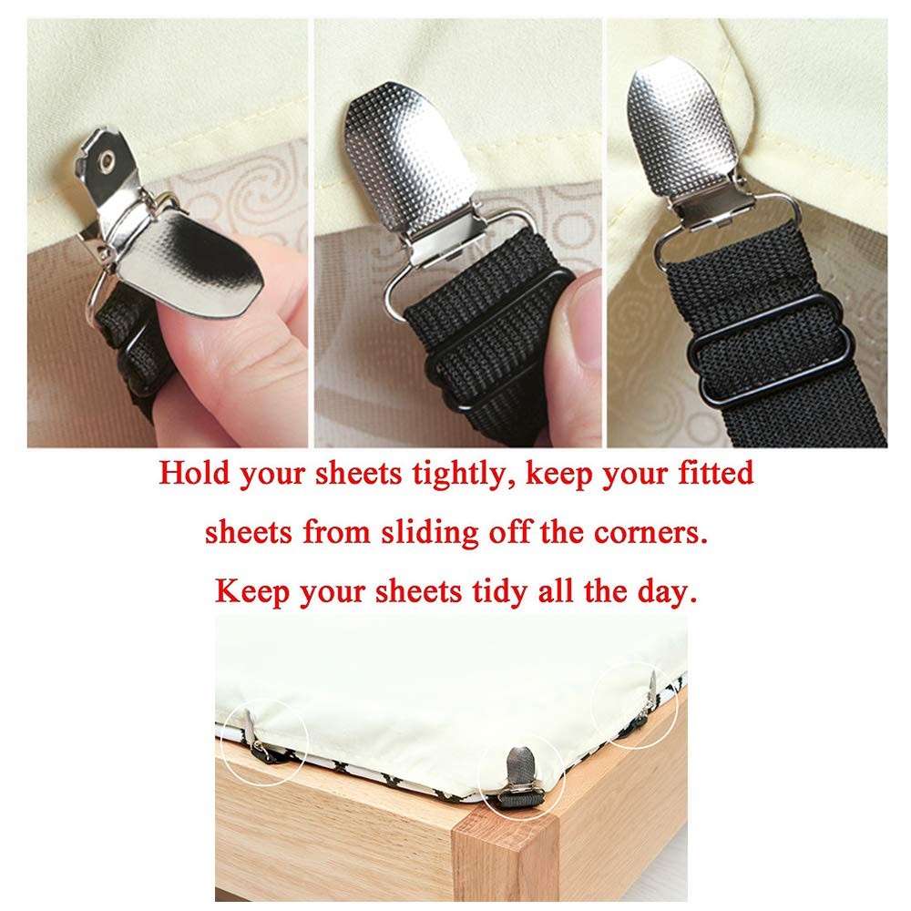 2Pack Bed Sheet Straps,Adjustable Elastic Fitted Sheet Straps, Crisscross Bed...