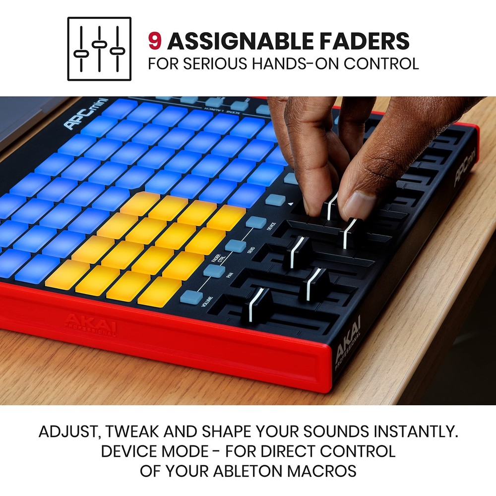 APC Mini MK2 USB MIDI Controller: 64 RGB Pads, Ableton Live Lite, Drum & Note...