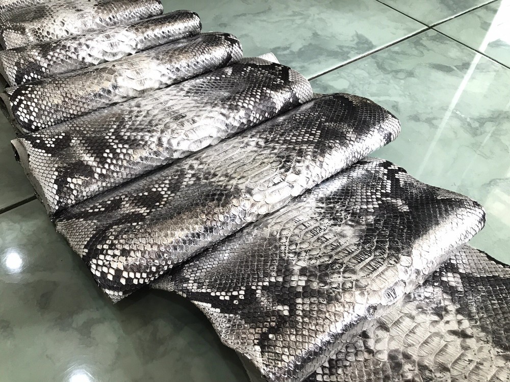 Genuine Python Leather, Exotic Snake Skin,Silver SnakeSkin,Silver Python Leather