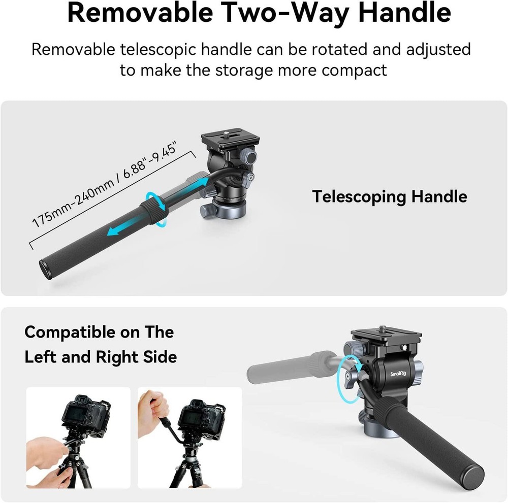 SmallRig CH20 Tripod Head Fluid Head Leveling Base Pan Tilt Head for Camera