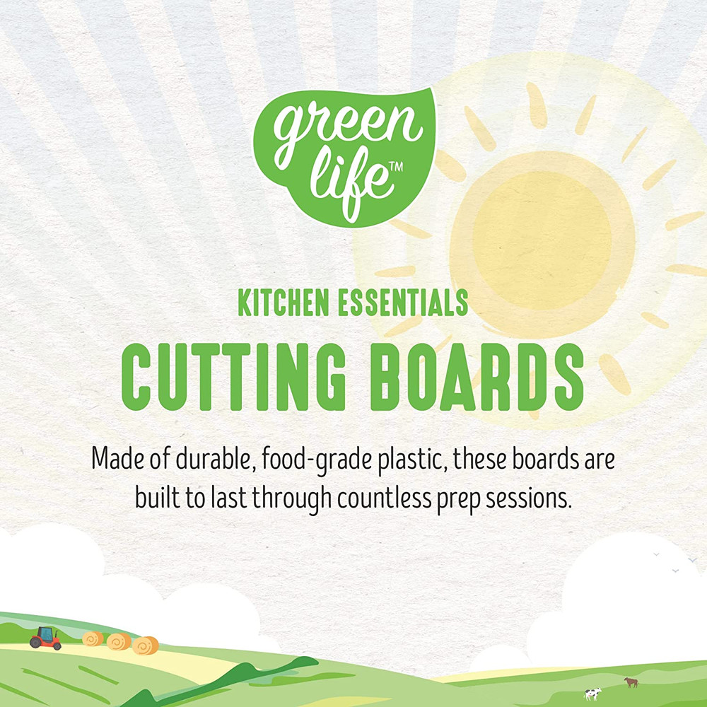 Greenlife 2 Piece Cutting Board Kitchen Set, Dishwasher Safe, Extra Durable, Sof