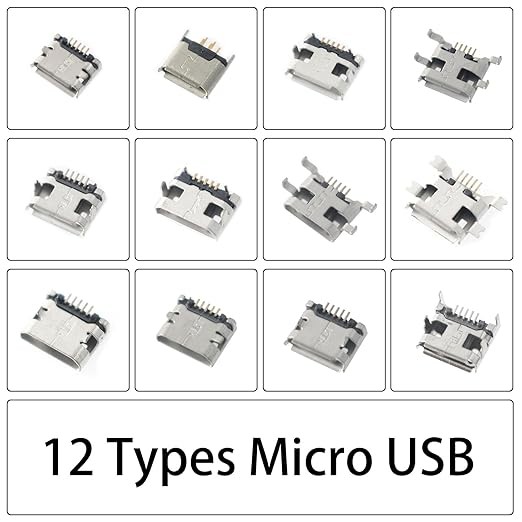 60pcs Micro USB Female Socket Connector Jack Port 5-Pin DIP Jack Plug Connector