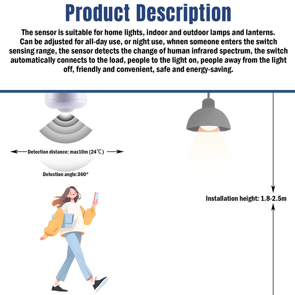 85V-265V AC PIR Infrared Motion Sensor Induction Switch For LED Ceiling Light
