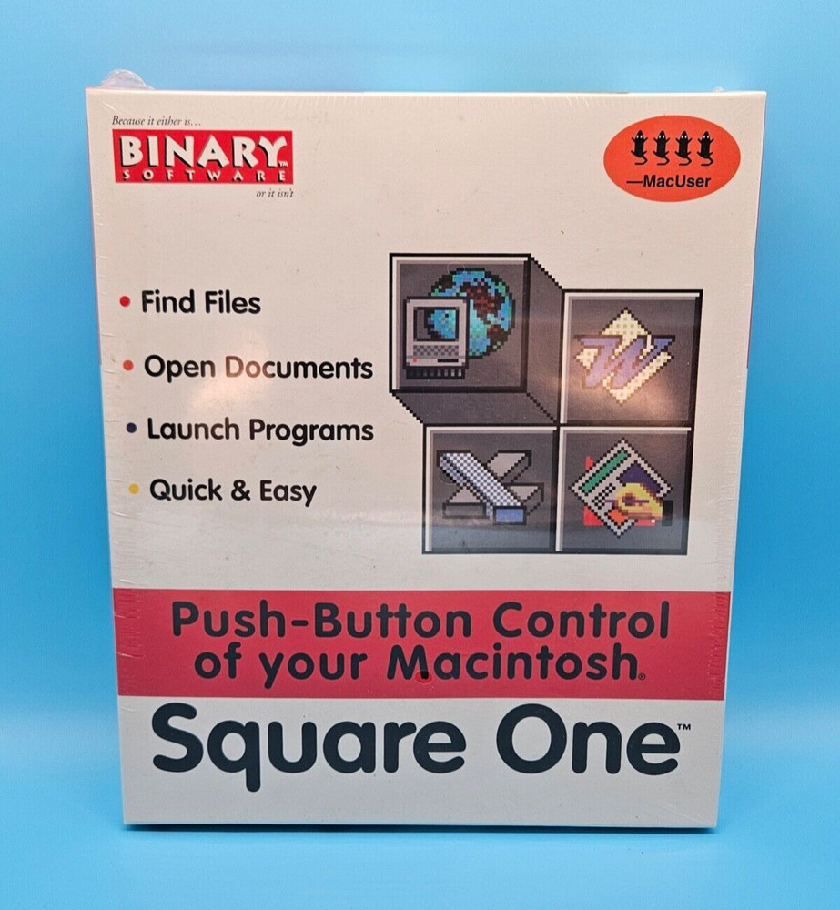 SEALED Vintage Binary Software Square One Push-Button Control Macintosh Unique