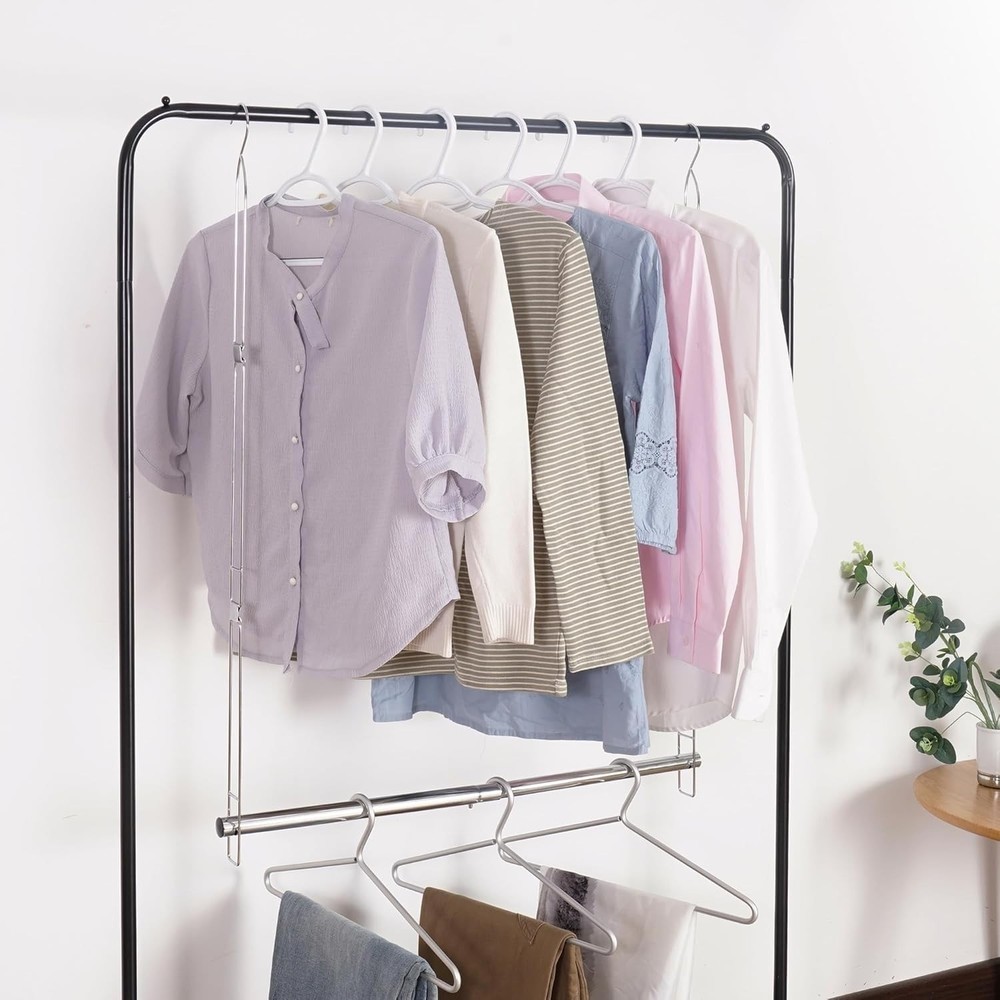 Effortless Setup Chrome Hanging Rod, Adjustable Width & Height, 22 lbs Support