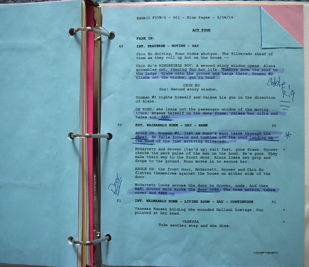 2014 Hawaii Five-O "Nu'a Nalu" Original Script + Shooting Schedule