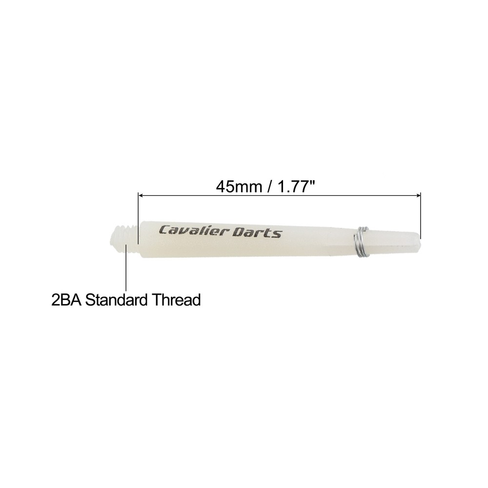 45mm Dart Shafts, Medium 2BA Thread Plastic Dart Stems - 9 Pack (White)